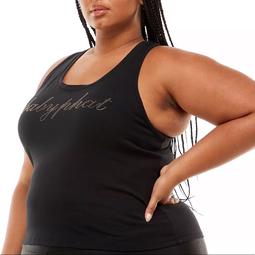BABY PHAT Trendy Plus Size Studded Graphic Tank Top Black 2X - Picture 3 of 5